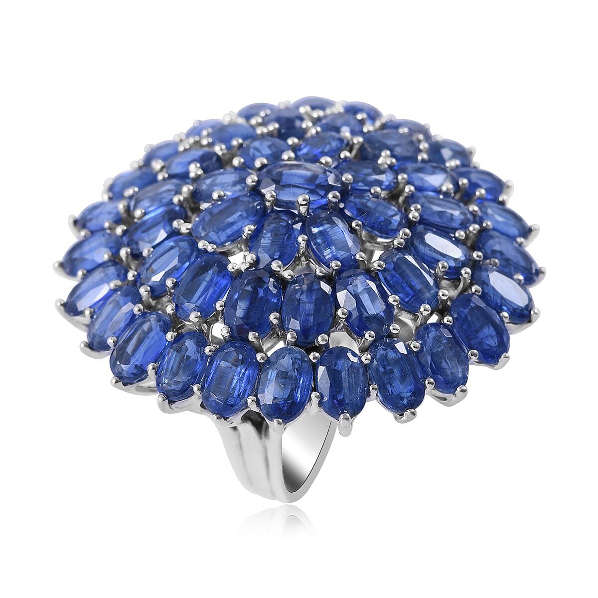 Kashmir Kyanite Floral Ring in Platinum Over Sterling Silver (Size 6.0) 29.85 ctw image number 2
