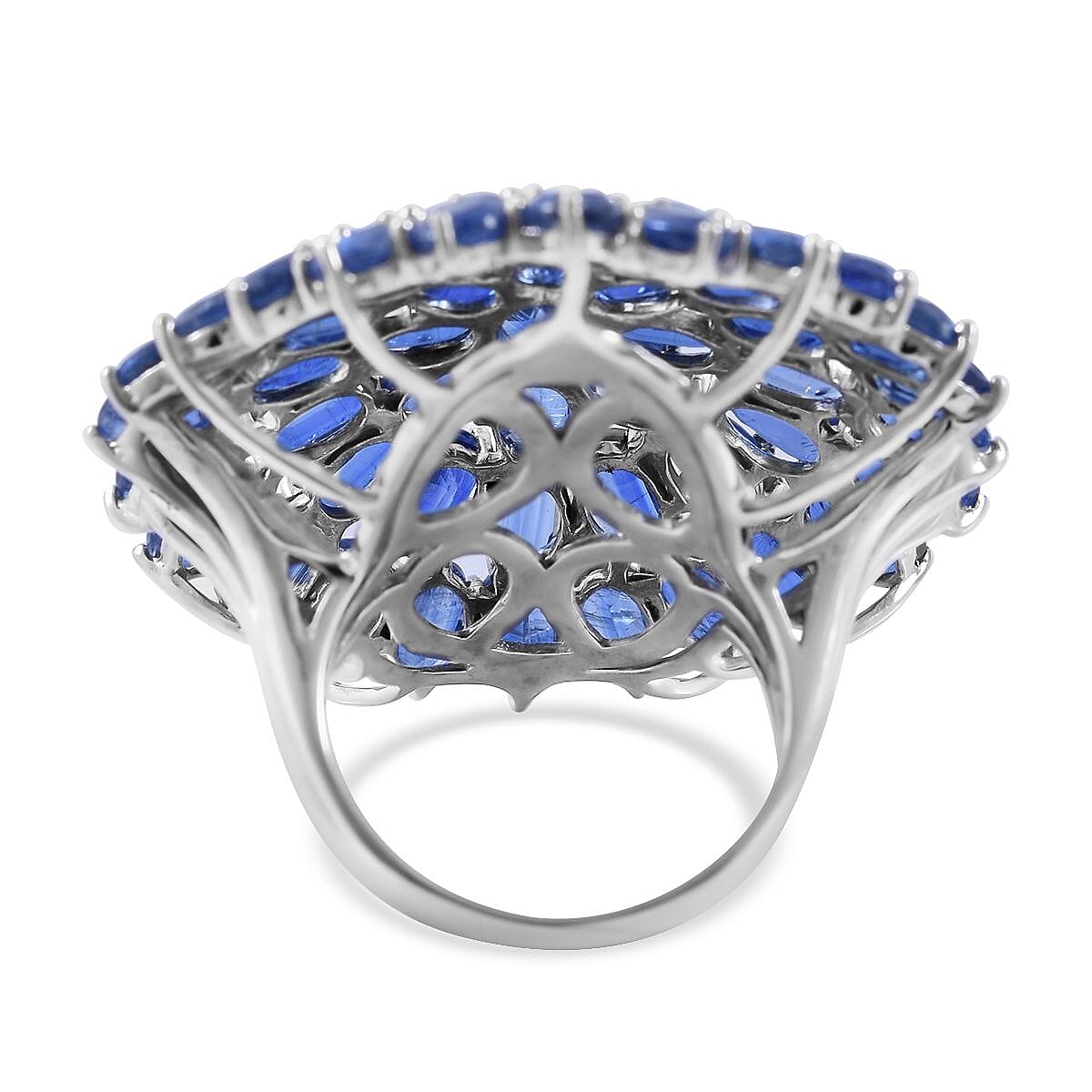 Kashmir Kyanite Floral Ring in Platinum Over Sterling Silver (Size 6.0) 29.85 ctw image number 3