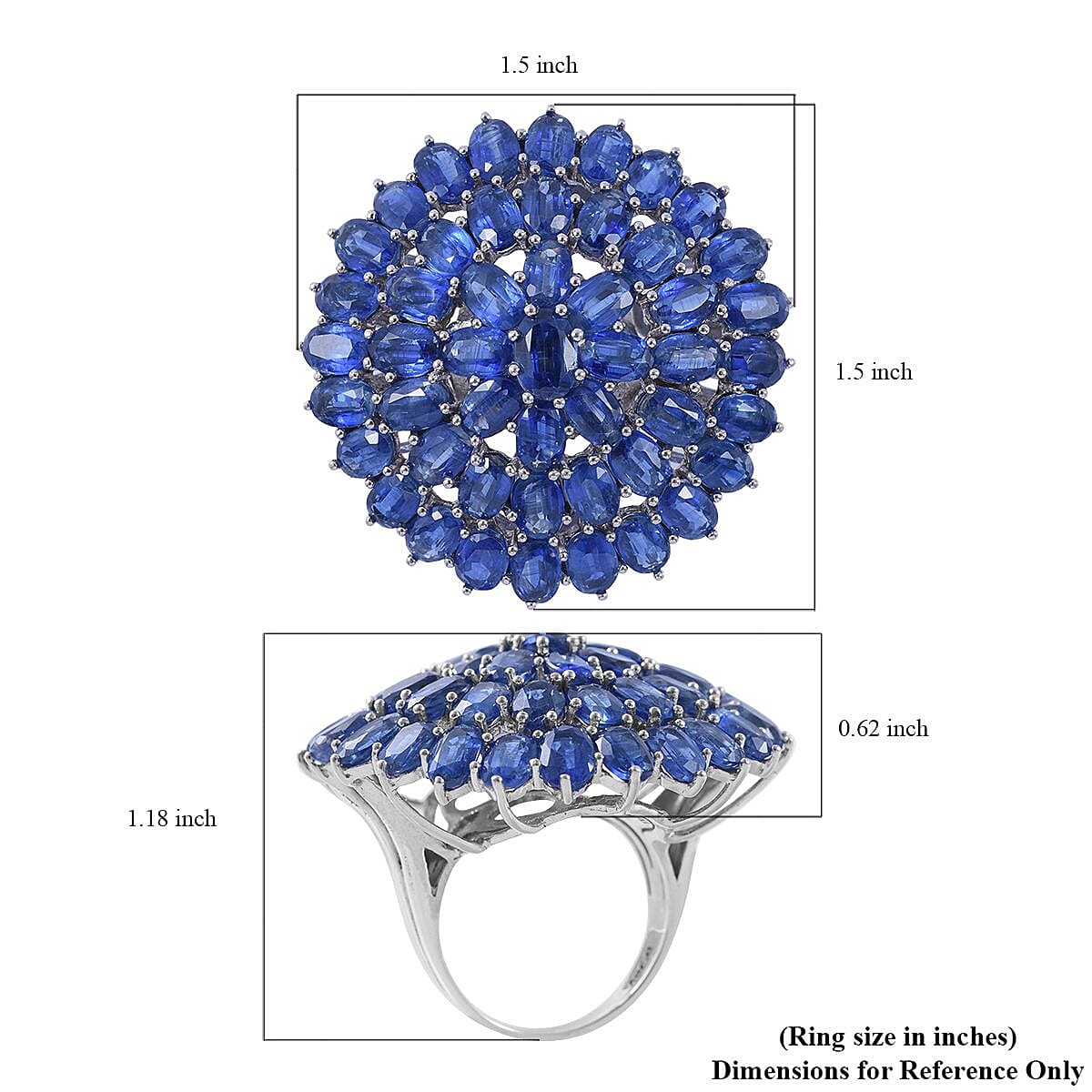 Kashmir Kyanite Floral Ring in Platinum Over Sterling Silver (Size 6.0) 29.85 ctw image number 4