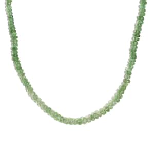 Brazilian Mint Garnet Beaded Necklace 18-20 Inches in Rhodium Over Sterling Silver 67.10 ctw
