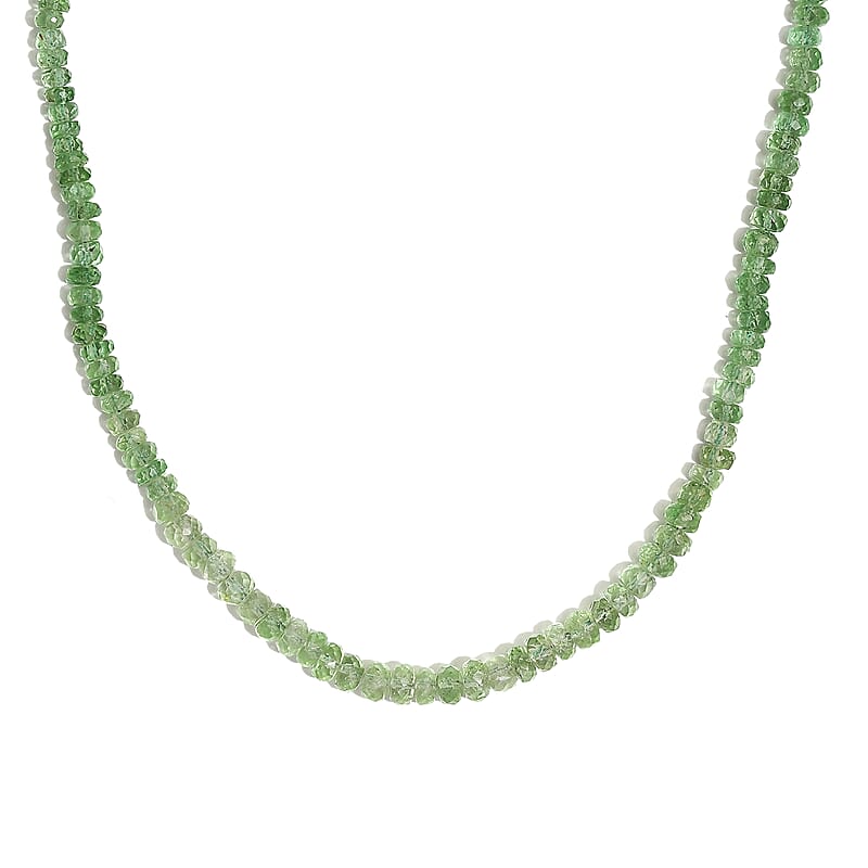 Brazilian Mint Garnet 67.10 ctw Beaded Necklace in Rhodium Over Sterling Silver 18-20 Inches