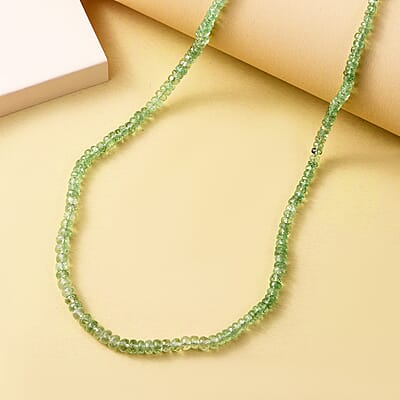 Brazilian Mint Garnet 67.10 ctw Beaded Necklace in Rhodium Over Sterling Silver 18-20 Inches