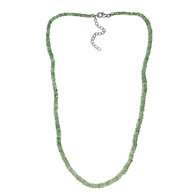 Brazilian Mint Garnet 67.10 ctw Beaded Necklace in Rhodium Over Sterling Silver 18-20 Inches