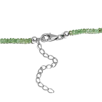 Brazilian Mint Garnet 67.10 ctw Beaded Necklace in Rhodium Over Sterling Silver 18-20 Inches