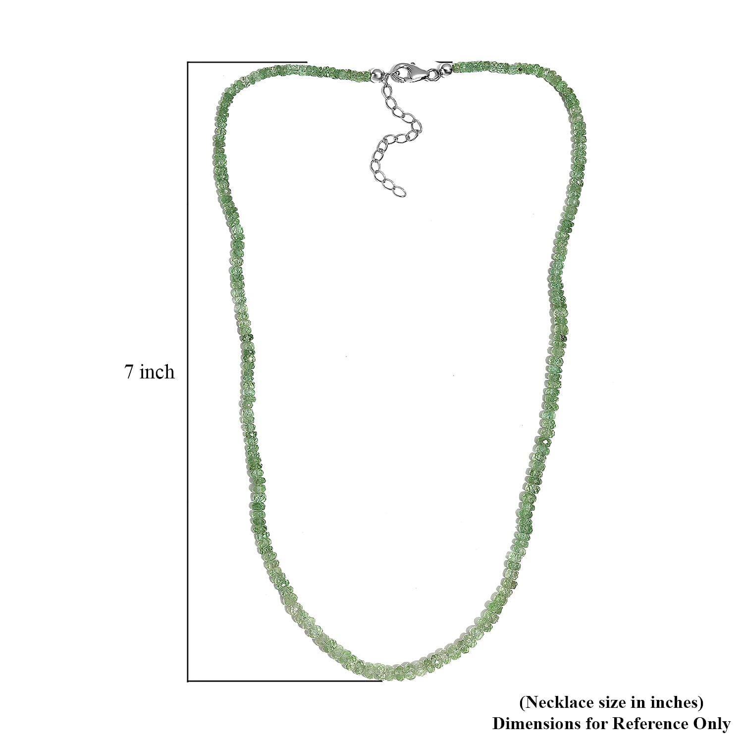 Brazilian Mint Garnet 67.10 ctw Beaded Necklace in Rhodium Over Sterling Silver 18-20 Inches