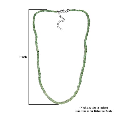 Brazilian Mint Garnet 67.10 ctw Beaded Necklace in Rhodium Over Sterling Silver 18-20 Inches