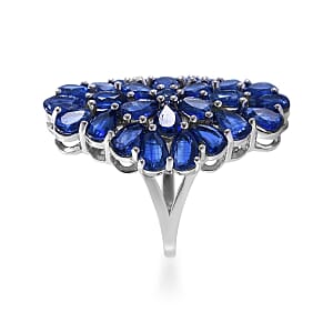 Kashmir Kyanite Elongated Ring in Platinum Over Sterling Silver (Size 10.0) 14.00 ctw