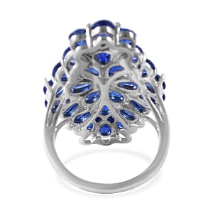 Kashmir Kyanite Elongated Ring in Platinum Over Sterling Silver (Size 10.0) 14.00 ctw