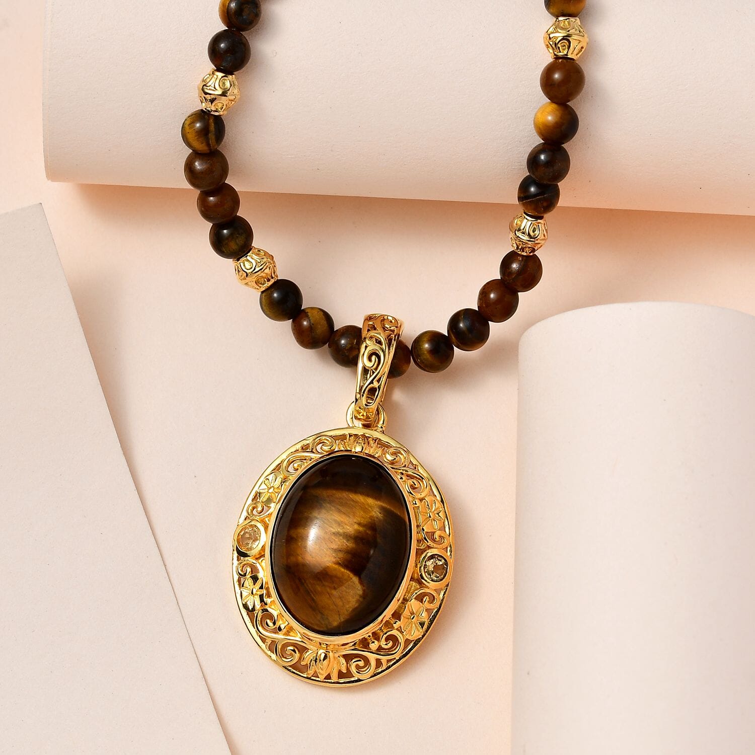 White gold tigers deals eye necklace