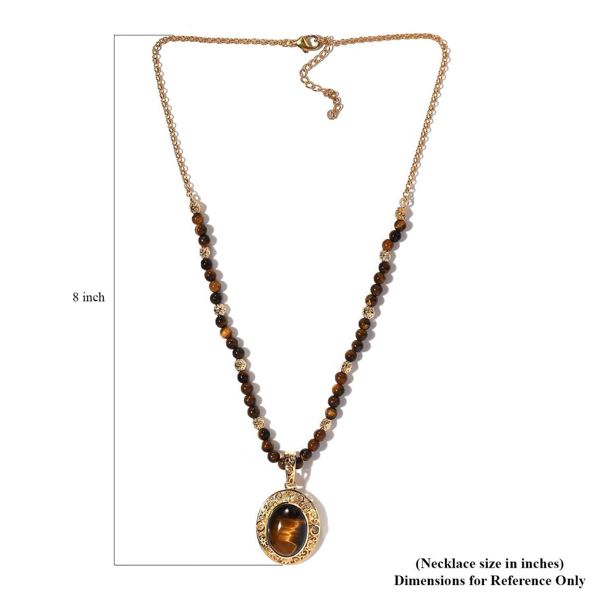 TLV Tiger's Eye, Brazilian Citrine Beaded Necklace (18 Inches) in 14K YG Over Copper 48.40 ctw image number 4