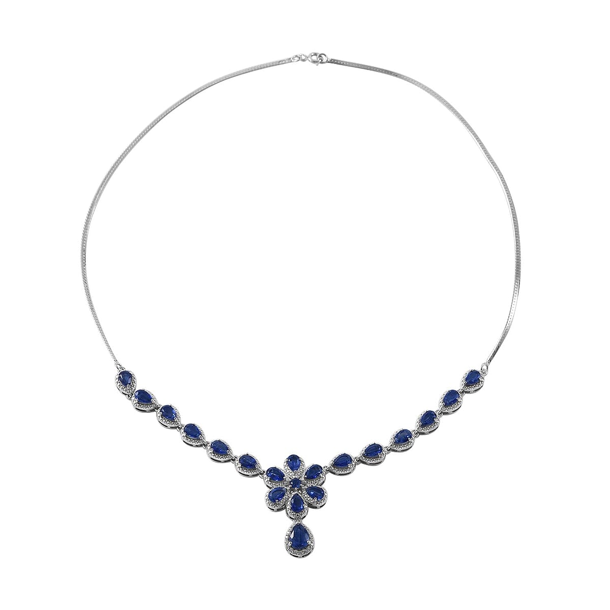Kashmir Kyanite and White Zircon 11.60 ctw Necklace in Platinum Over Sterling Silver 18 Inches image number 2