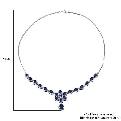 Kashmir Kyanite and White Zircon 11.60 ctw Necklace in Platinum Over Sterling Silver 18 Inches