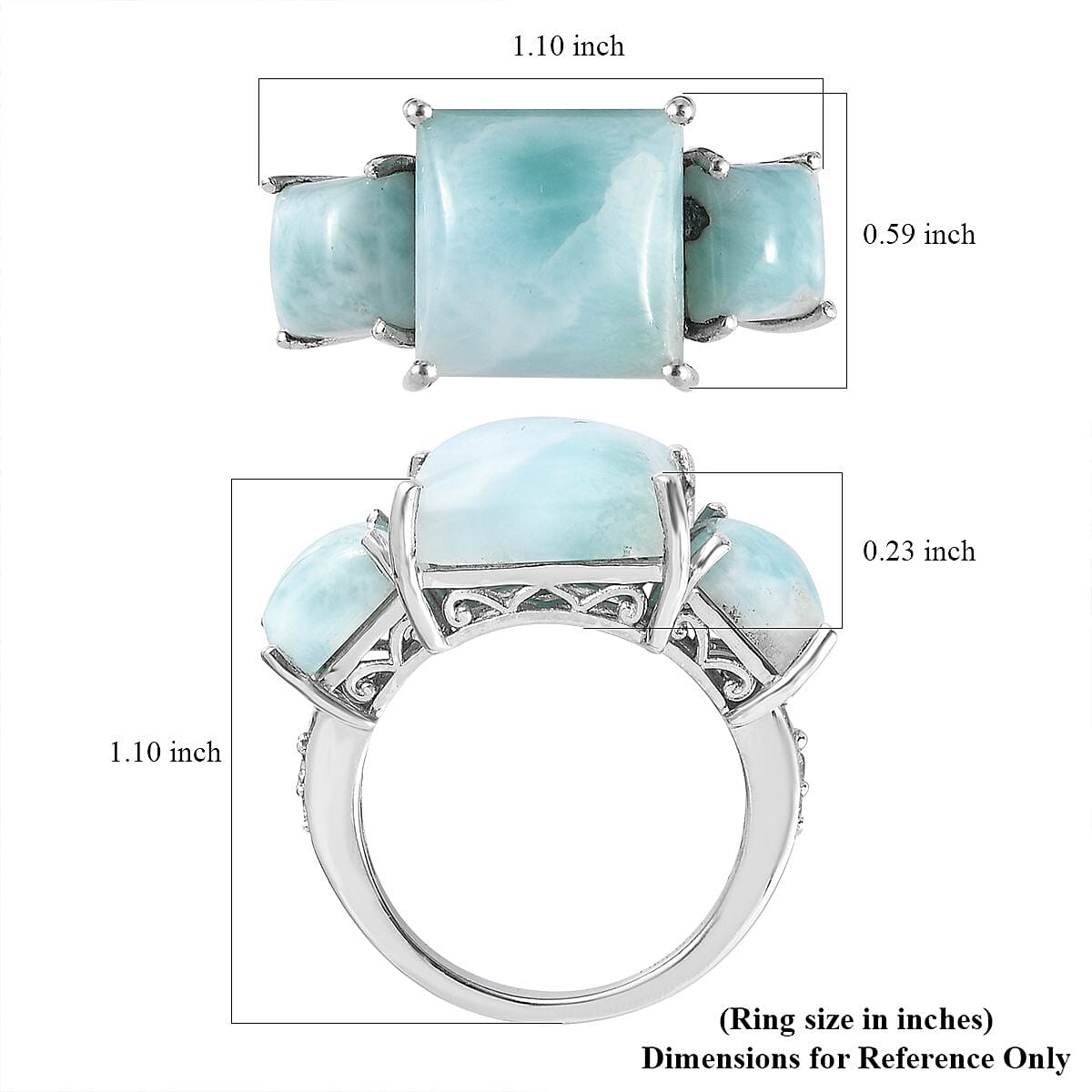 7インチF#+30 Larimar Mother of Platinum Buy Larimar Ring in Platinum Over Sterling Silver (Size 7.0) 1.65