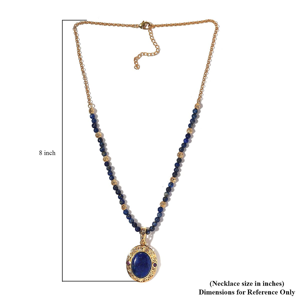 Lapis Lazuli and Amethyst Beaded Necklace 18-20 Inches in 14K Yellow Gold Over Copper with Magnet 50.30 ctw image number 3