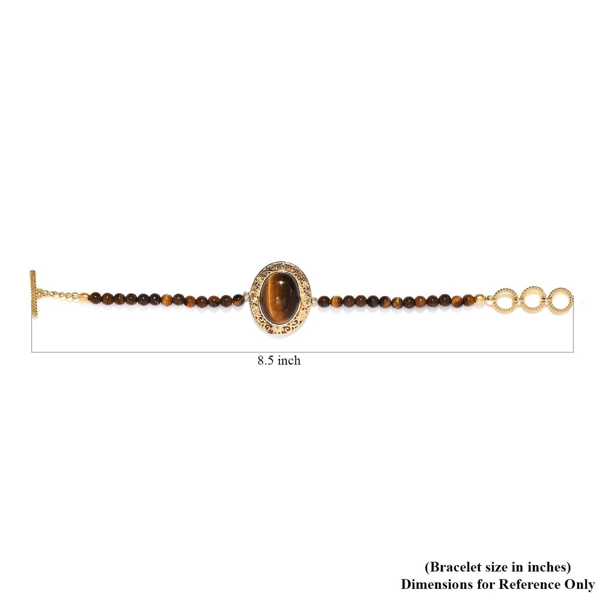 TLV Tiger's Eye, Brazilian Citrine Beaded Bracelet in 14K YG Over Copper (7.25 In) 26.60 ctw image number 3