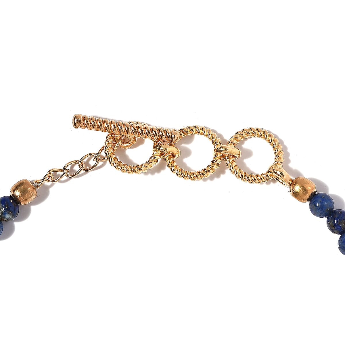 Lapis Lazuli and Amethyst Beaded Toggle Clasp Bracelet in 14K Yellow Gold Over Copper with Magnet (7.25 In) 27.00 ctw image number 1