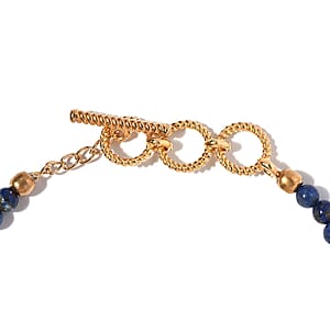 Lapis Lazuli and Amethyst Beaded Toggle Clasp Bracelet in 14K Yellow Gold Over Copper with Magnet (7.25 In) 27.00 ctw