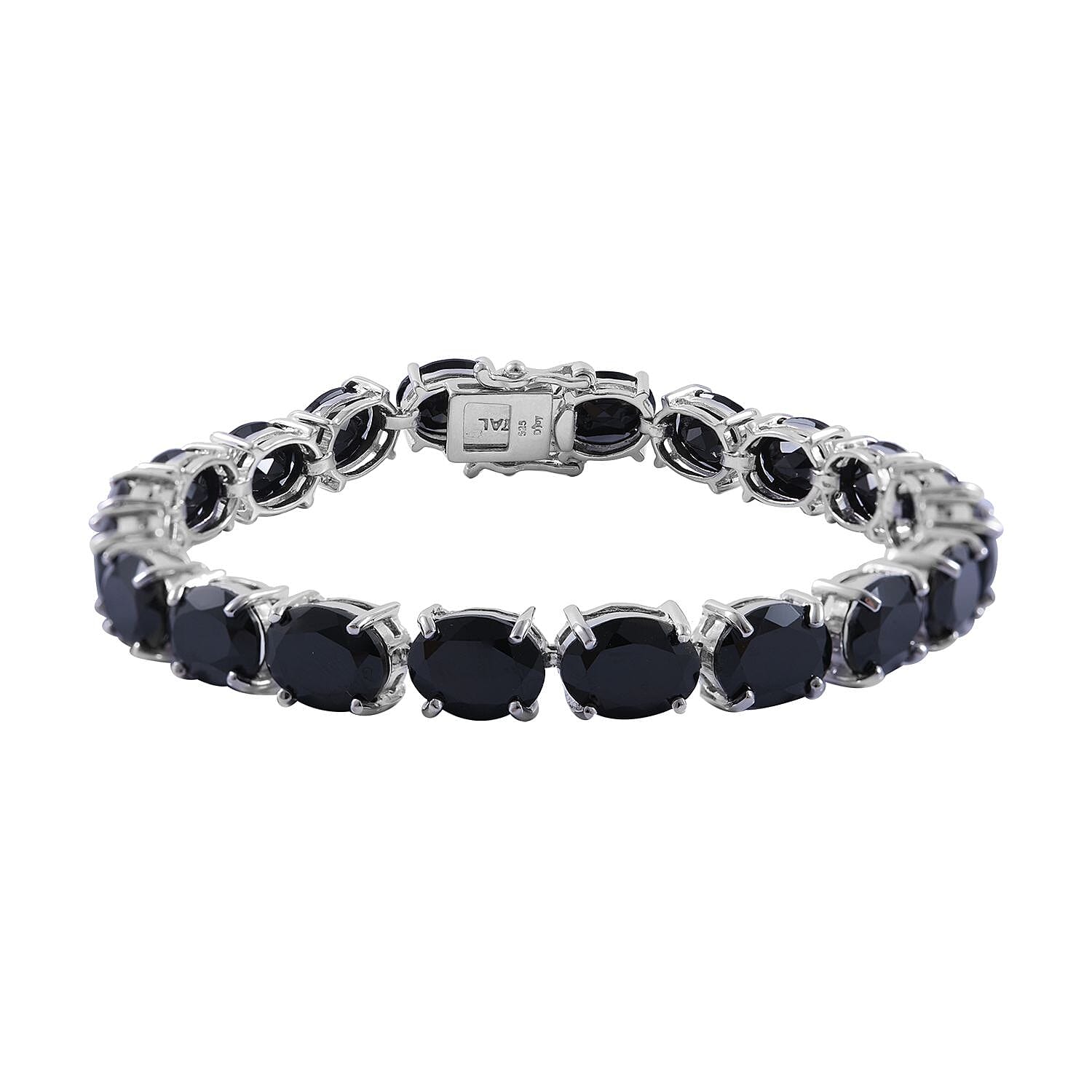 Thai Black Spinel Tennis Bracelet in Platinum Over Sterling Silver (6.50 In) 42.00 ctw