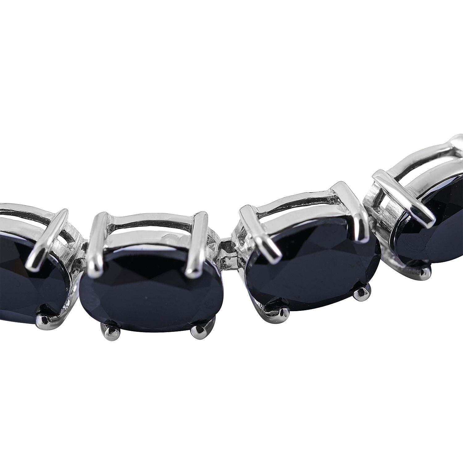 Thai Black Spinel Tennis Bracelet in Platinum Over Sterling Silver (6.50 In) 42.00 ctw