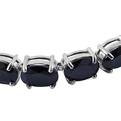 Thai Black Spinel Tennis Bracelet in Platinum Over Sterling Silver (6.50 In) 42.00 ctw