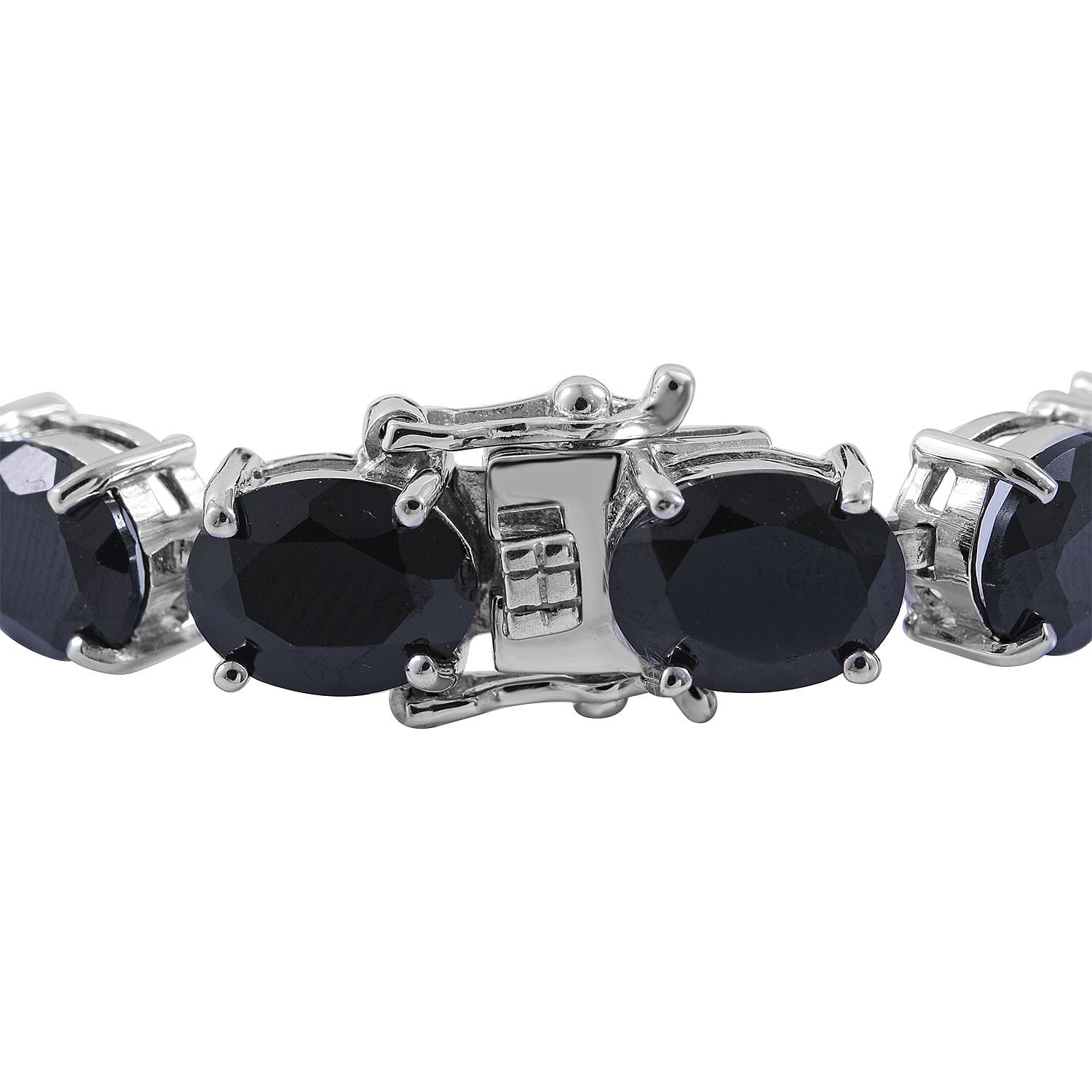 Thai Black Spinel Tennis Bracelet in Platinum Over Sterling Silver (6.50 In) 42.00 ctw