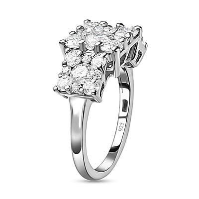 Moissanite 2.49 ctw Ring in Platinum Over Sterling Silver (Size 11.5)