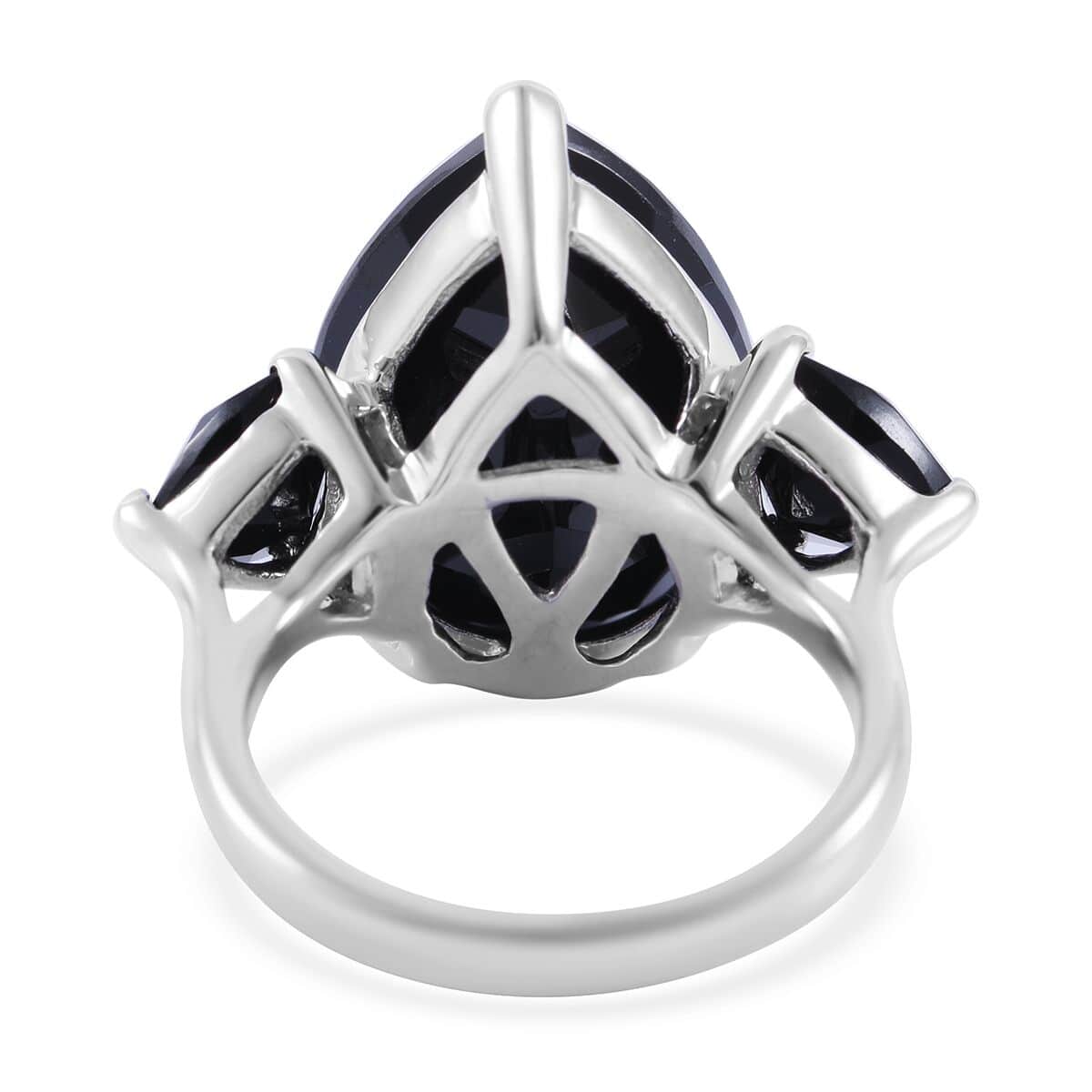 Natural Thai Black Spinel Trilogy Ring in Platinum Over Sterling Silver 22.60 ctw image number 3