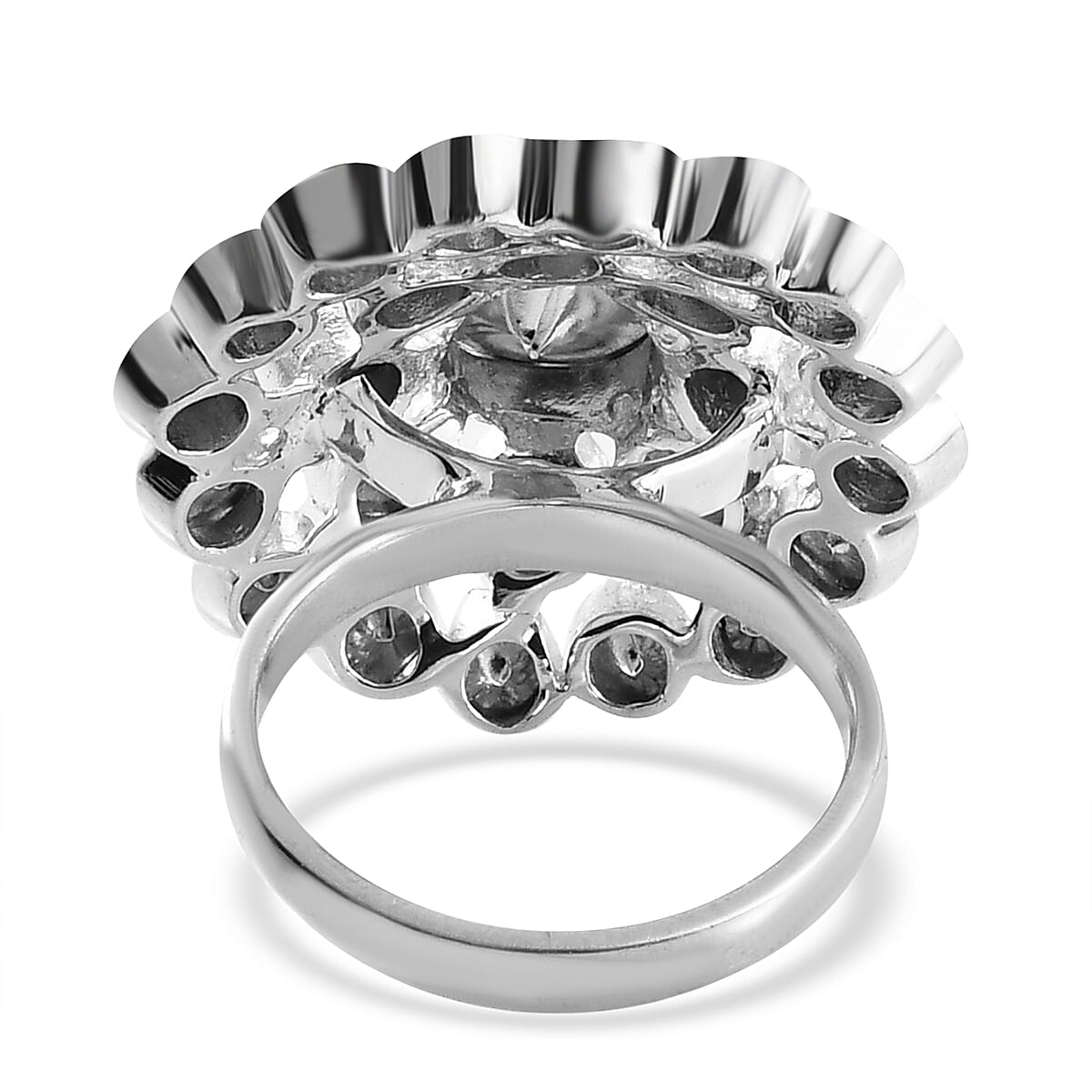 Polki Diamond Floral Ring in Platinum Over Sterling Silver (Size 5.0) 2.00 ctw image number 4