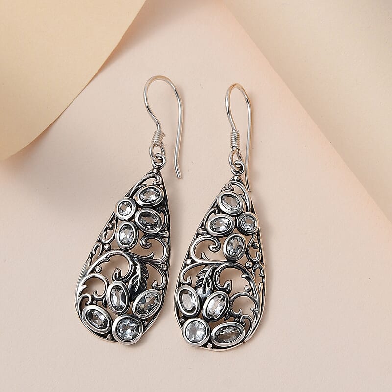 Artisan Crafted Brazilian Goshenite Dangle Earrings in Sterling Silver 2.85 ctw