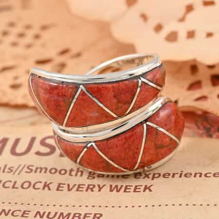 SANTA FE Style Plum Coral Wrap Ring in Sterling Silver (Size 6.0) 3.85 ctw image number 1