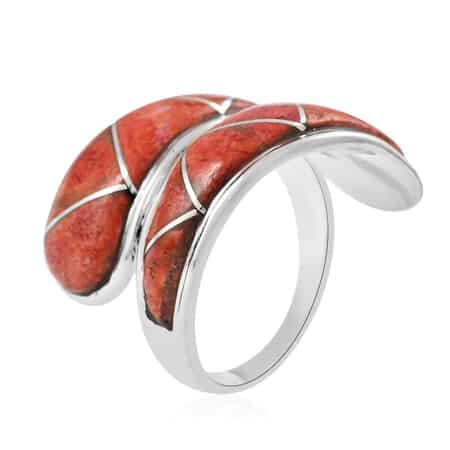 SANTA FE Style Plum Coral Wrap Ring in Sterling Silver (Size 6.0) 3.85 ctw image number 3