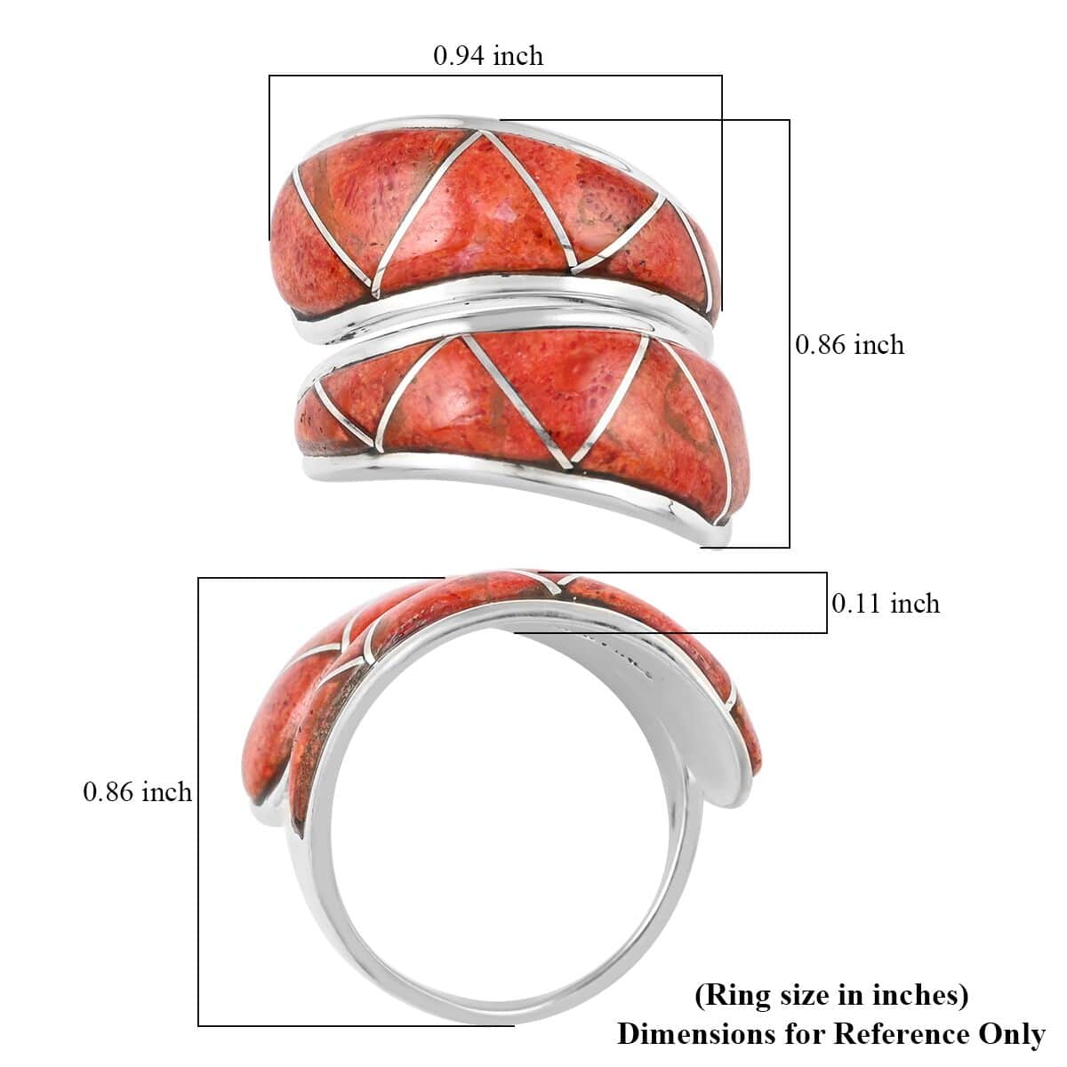 SANTA FE Style Plum Coral Wrap Ring in Sterling Silver (Size 6.0) 3.85 ctw image number 4