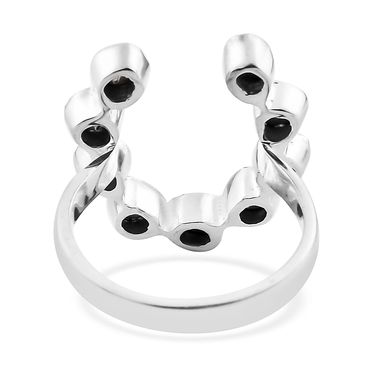 Polki Diamond Horseshoe Ring in Platinum Over Sterling Silver (Size 8.0) 0.50 ctw image number 4