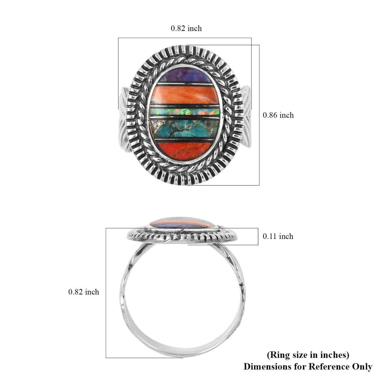 SANTA FE Style Multi Gemstone Ring in Sterling Silver 3.75 ctw image number 4