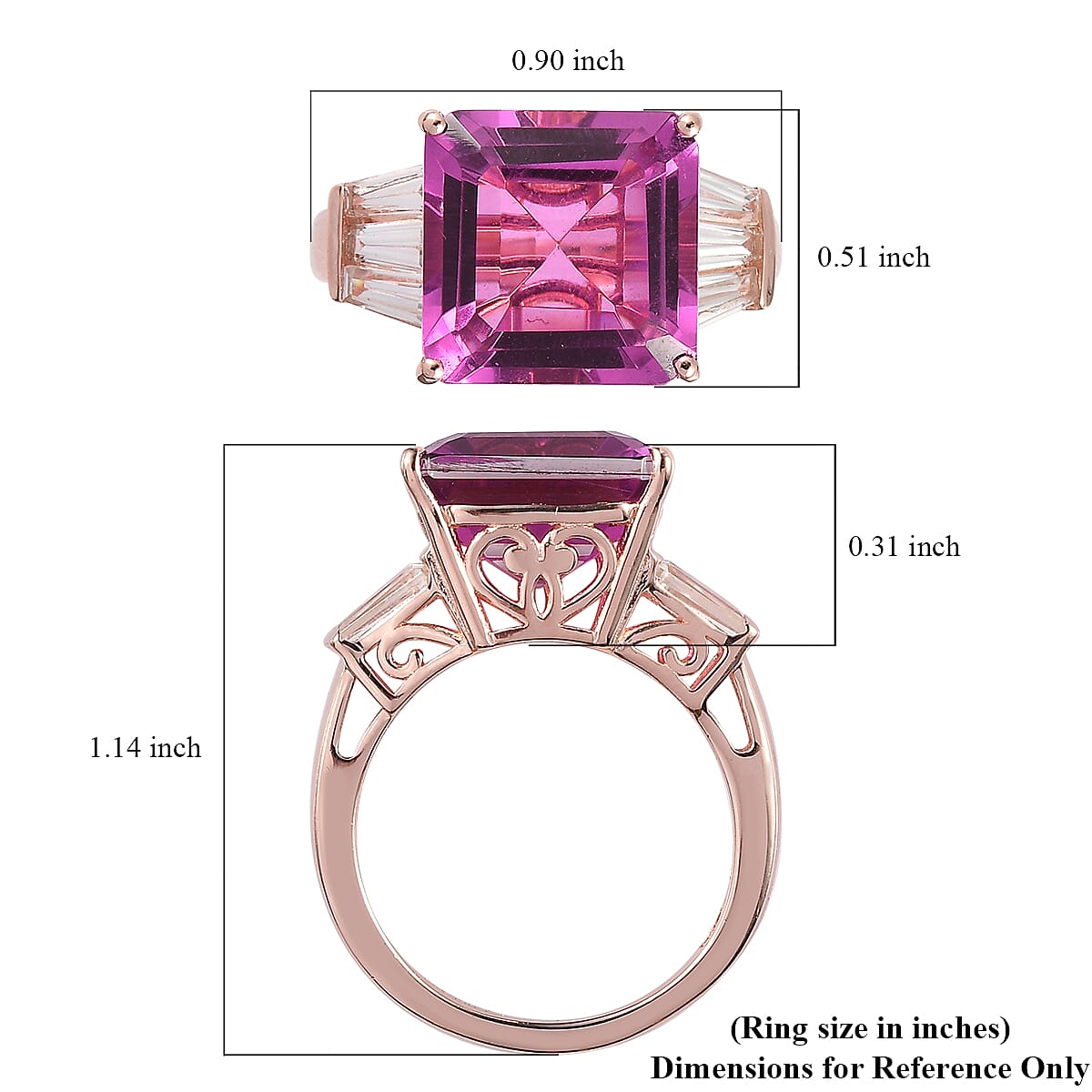 Asscher Cut African Lilac Quartz (Triplet) and White Zircon Ring in Vermeil Rose Gold Over Sterling Silver (Size 10.0) 9.85 ctw image number 5