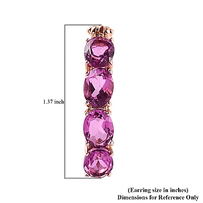 African Lilac Quartz Hoop Earrings in ION Plated RG Stainless Steel 11.00 ctw , Tarnish-Free, Waterproof, Sweat Proof Jewelry