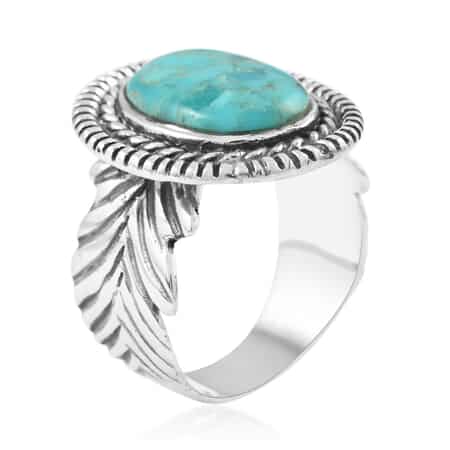 SANTA FE Style Kingman Turquoise Ring in Sterling Silver (Size 10.0) 3.75 ctw image number 3