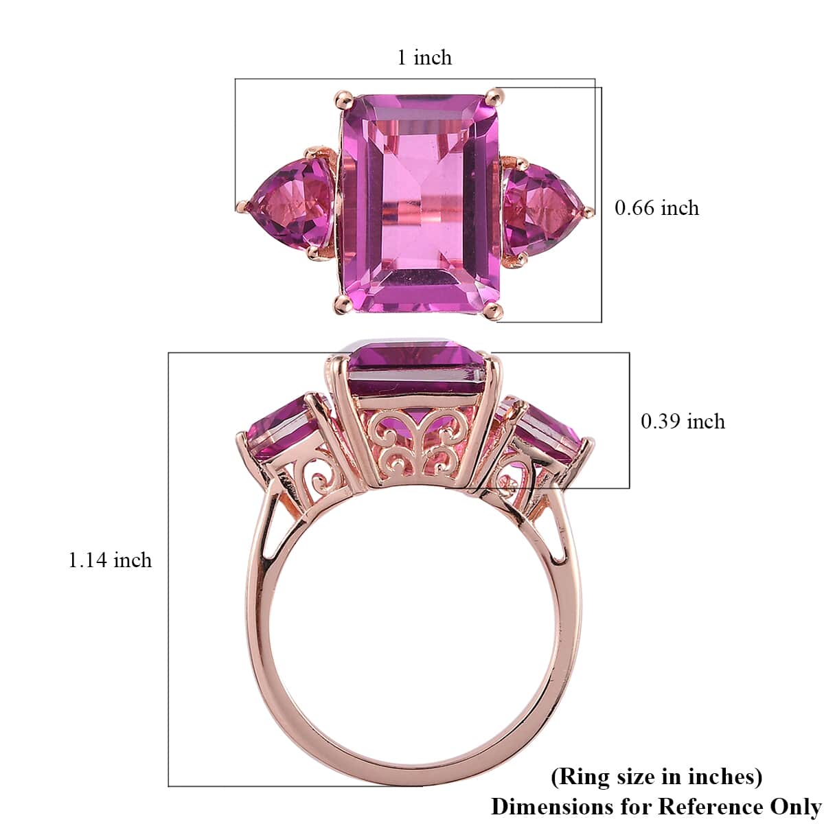 African Lilac Quartz (Triplet) 3 Stone Ring in Vermeil Rose Gold Over Sterling Silver 9.00 ctw image number 5