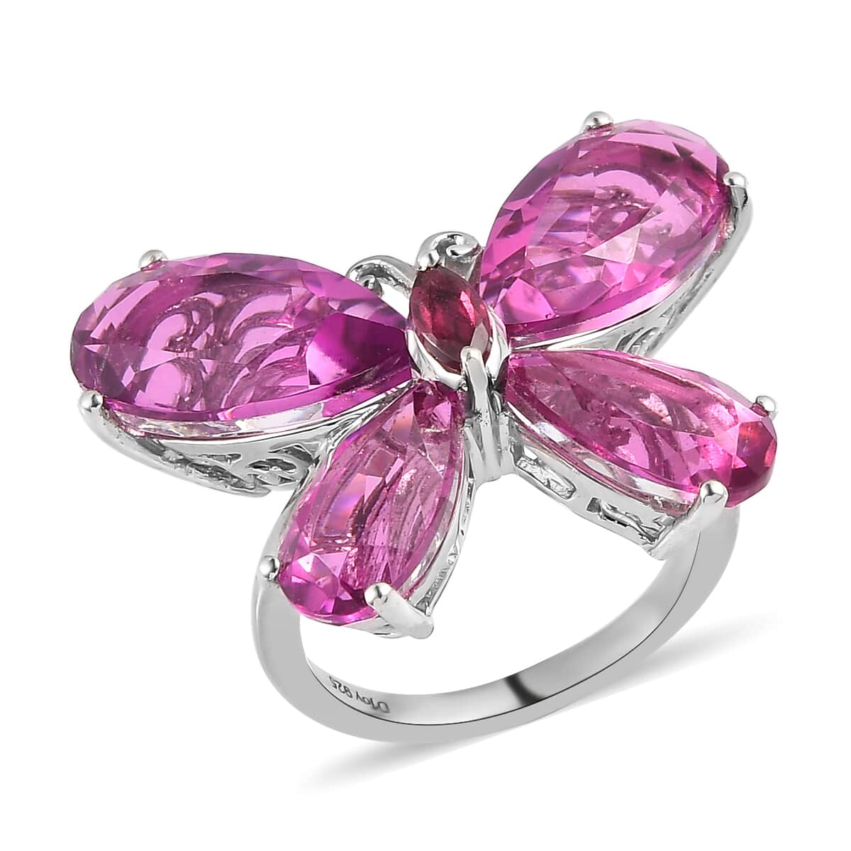 African Lilac Quartz (Triplet) and Orissa Rhodolite Garnet Butterfly Ring in Platinum Over Sterling Silver 14.15 ctw image number 0