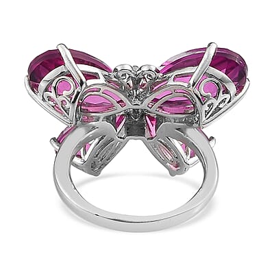 African Lilac Quartz (Triplet) and Orissa Rhodolite Garnet Butterfly Ring in Platinum Over Sterling Silver (Size 10.0) 14.15 ctw