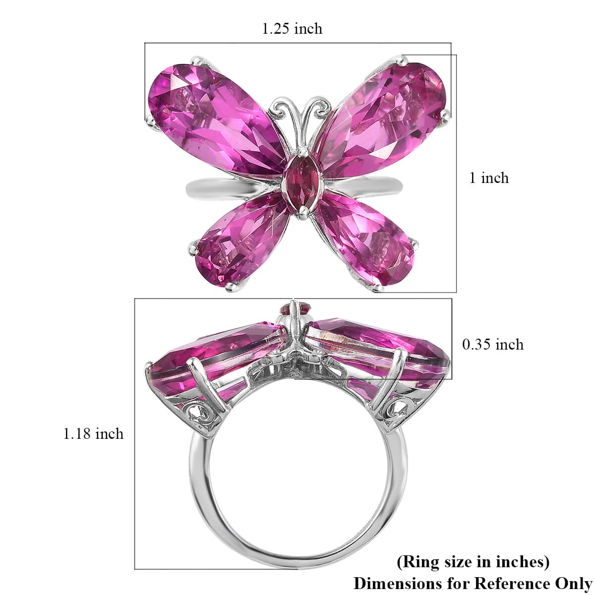 African Lilac Quartz (Triplet) and Orissa Rhodolite Garnet Butterfly Ring in Platinum Over Sterling Silver 14.15 ctw image number 5