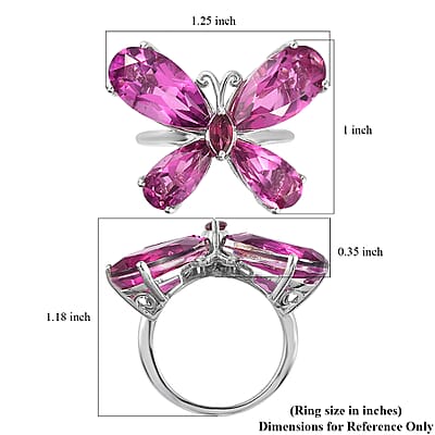 African Lilac Quartz (Triplet) and Orissa Rhodolite Garnet Butterfly Ring in Platinum Over Sterling Silver (Size 10.0) 14.15 ctw