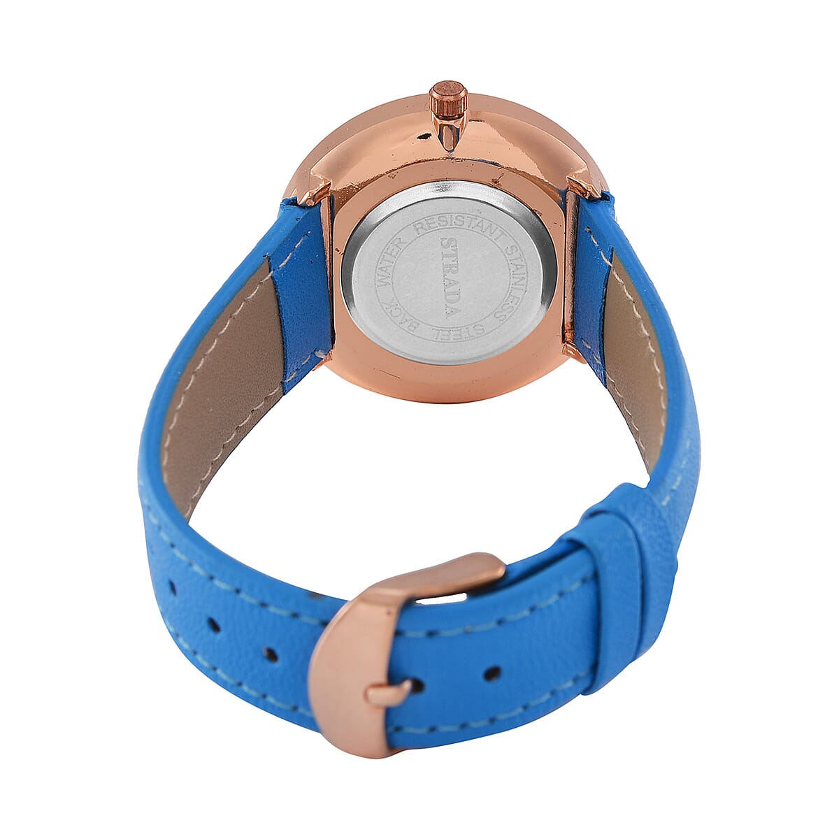 Strada Japanese Movement Blue Stardust Dial Watch with Blue Faux Leather Strap image number 5