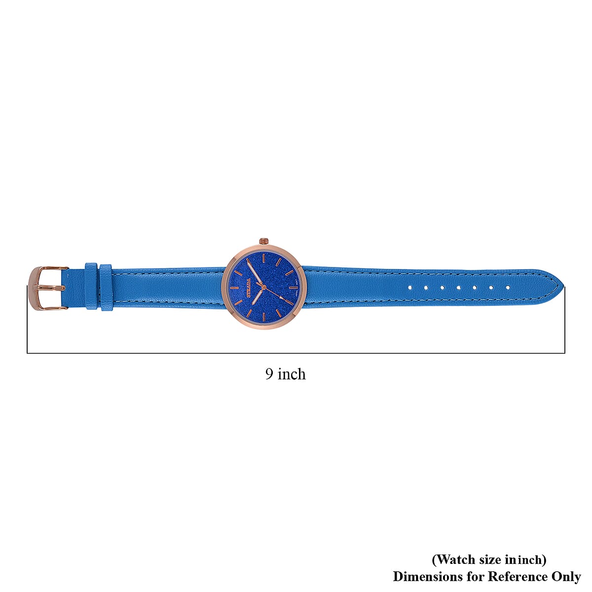 Strada Japanese Movement Blue Stardust Dial Watch with Blue Faux Leather Strap image number 6