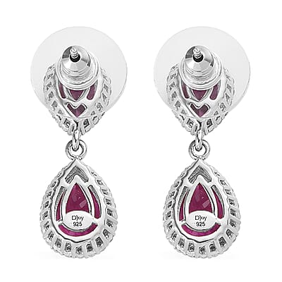 African Lilac Quartz (Triplet) and White Zircon Dangling Earrings in Platinum Over Sterling Silver 7.75 ctw