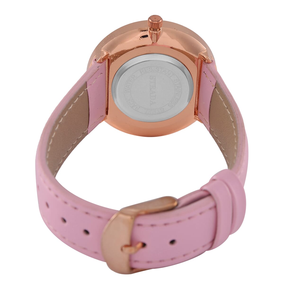 Strada Japanese Movement Pink Stardust Dial Watch with Pink Faux Leather Strap image number 5