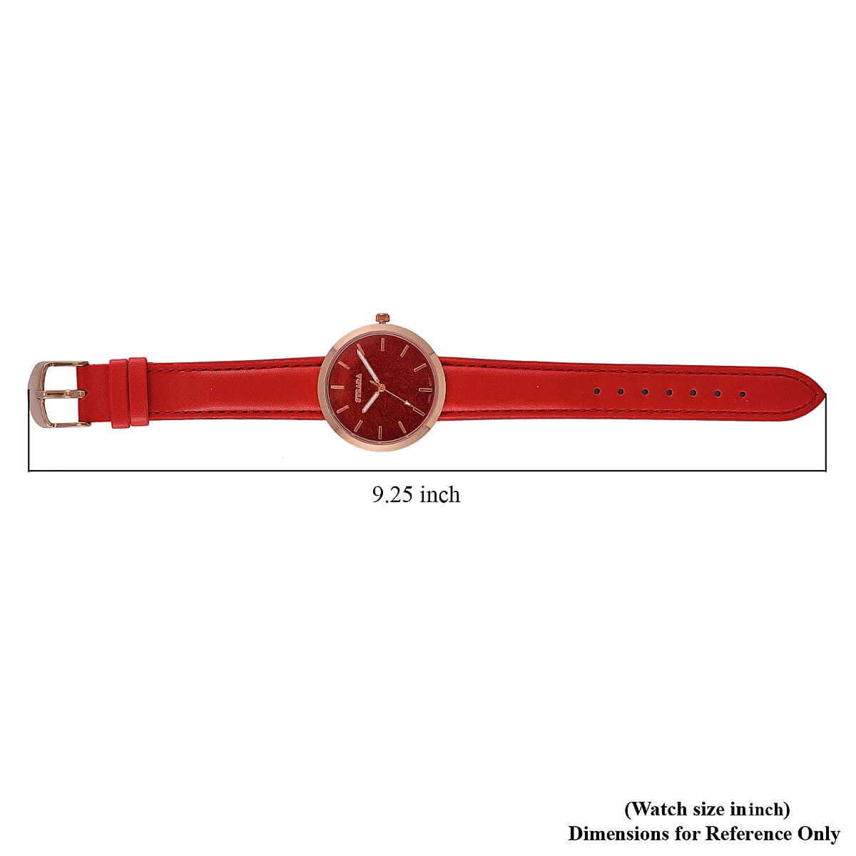 Strada Japanese Movement Red Stardust Dial Watch with Red Faux Leather Strap image number 6