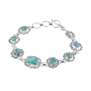 Santa Fe Style Kingman Turquoise Bracelet in Sterling Silver (7.00 In) 7.50 ctw