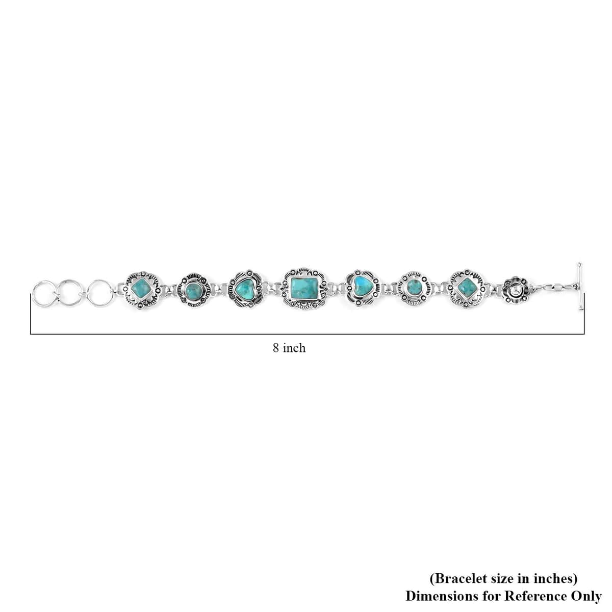 SANTA FE Style Kingman Turquoise Bracelet in Sterling Silver (7.00 In) 10.50 Grams 7.50 ctw image number 4