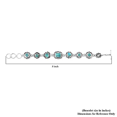 Santa Fe Style Kingman Turquoise Bracelet in Sterling Silver (7.00 In) 7.50 ctw